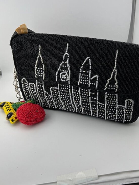 Handbags - TikTok Sensation! Hand-beaded Shoulder Bag, New York Skyline Design w/Bag Charms